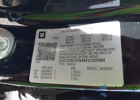 2021 Chevrolet Colorado Lt из США, поврежденный, VIN 1GCGSCEN4M1100584